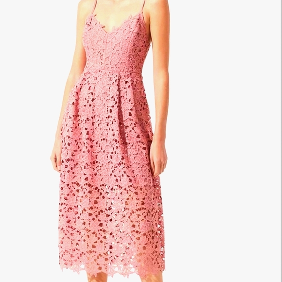 Astr Dresses & Skirts - ASTR The Label Pink Crochet Lace Midi Dress #13110